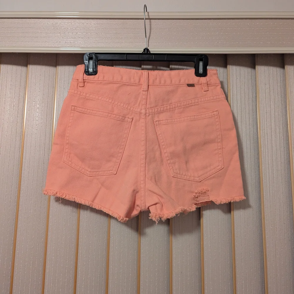 O'Neill Coral Pink High-Rise Denim Short Shorts